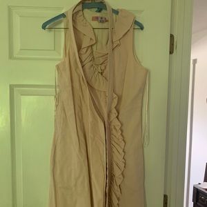 Pink wrap dress with belt and ruffles